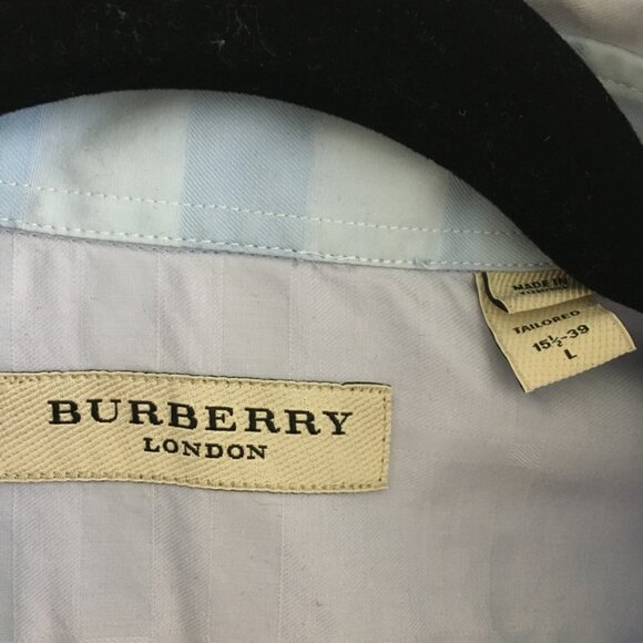 BURBERRY LONDON Mens Large 15 1/2 -39 Dress Shirt Button Down Light Blue Cotton - Picture 6 of 14